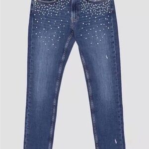 ZARA Premium Denim Pearl Embellished Jeans | High Style straight jeans-size‎ 8